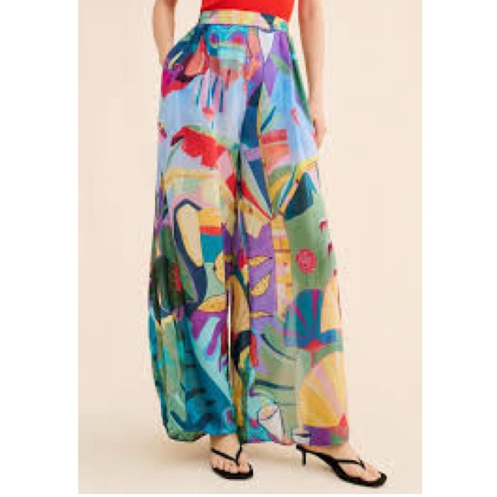 Farm Rio Tropical Wide Leg Palazzo Pants XL - Picture 7 of 12